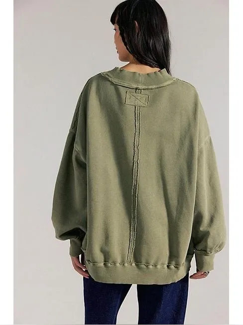 Free People Green Palm Springs Pullover oversized woman's size XS NWOT - Image 3