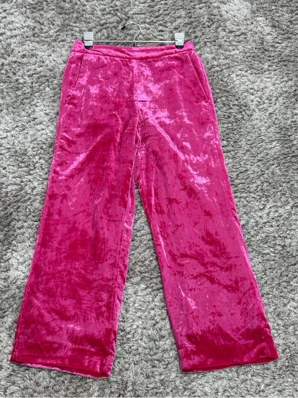 J. Crew Women’s Pink Velvet Peyton Pull On Pants Cropped Elastic Waist 6 NWT - Image 2