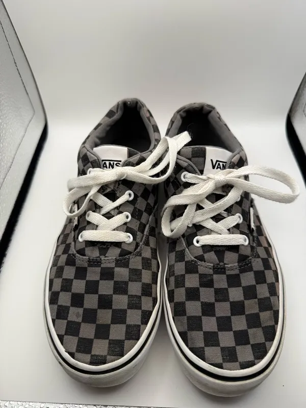 Vans Authentic Low Top Lace Ip Canvas Sneaker Checkerboard Black Grey Monochrome - Image 2