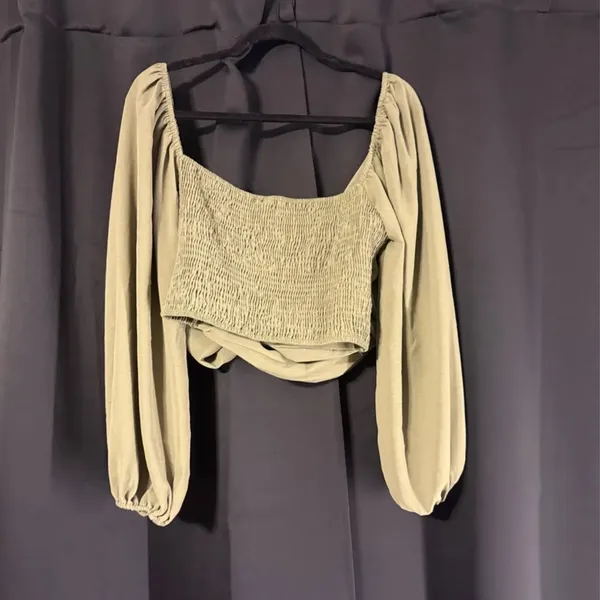 Cider Olive Green Wrap Blouse - Image 3