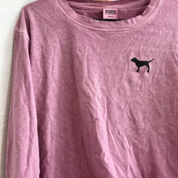 PINK Victoria's Secret Mauve Cropped Long Sleeve Tee - Image 2