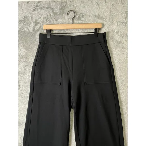 J.Crew Ponte Wide Leg Pants Black Patch‎ Pocket Minimalist Quiet Office MD New - Image 2