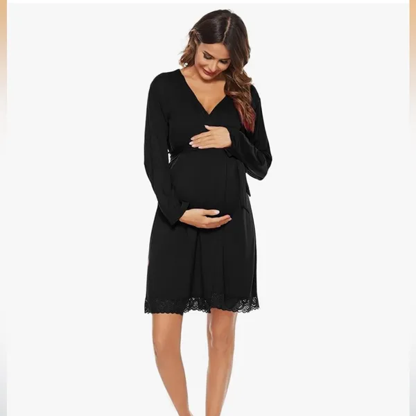 Kimono Robes Long Sleeve Sleepwear Lightweight Loungewear with Lace Trim - Image 4