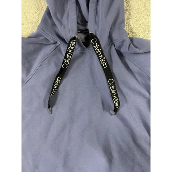 CALVIN KLEIN‎ Spell Out Hoodie | 2XL | Jumper Top Sweatshirt Short Cropped Retro - Image 2