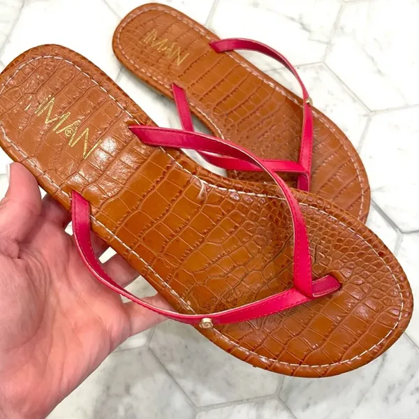 IMAN Pink and Tan‎ Flip Flop Sandals Size 8.5 Casual - Image 3