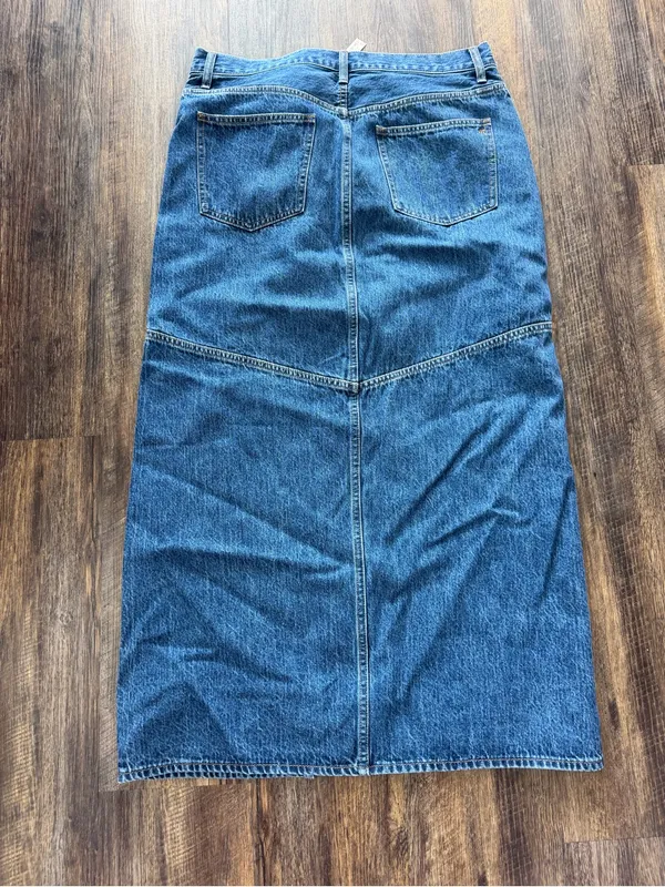 Madewell Blue High-Rise Denim Maxi Skirt with slit - Image 5