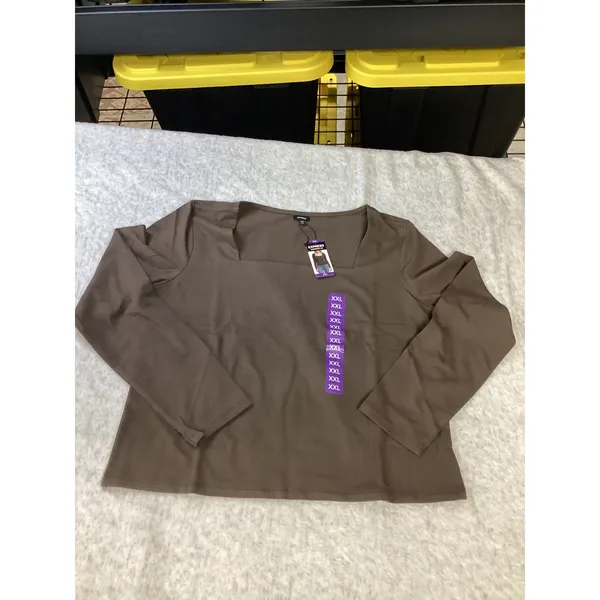 Express Squareneck Top Womens XXL Brown Long Sleeve Knit Shirt EX010036 NEW‎ - Image 2