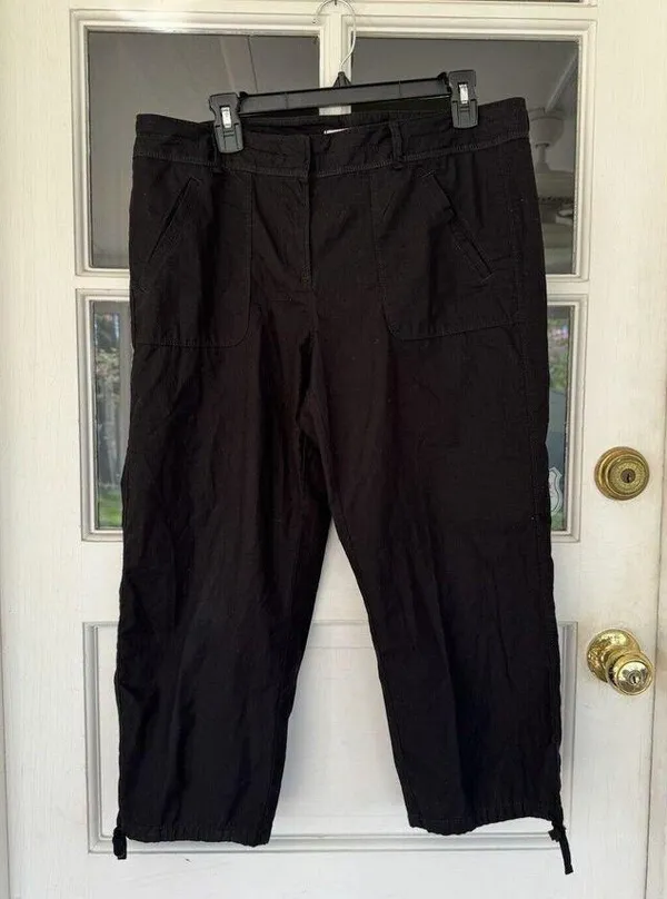 Loft Ann Taylor Women's 8 Black Zipper Cropped Capri Pants Cotton Pockets - Image 8