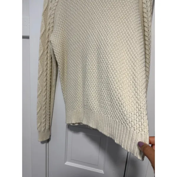 Lauren Ralph Lauren Cream Cable Knit Turtleneck Sweater XL Ivory Cotton Blend - Image 7