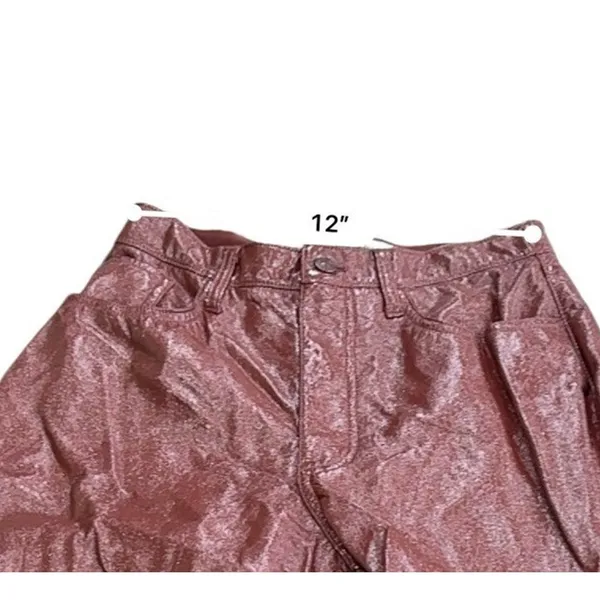 Abercrombie 90s Straight Vegan Leather Pants Womens 4 Red Brown Ultra High Rise - Image 11