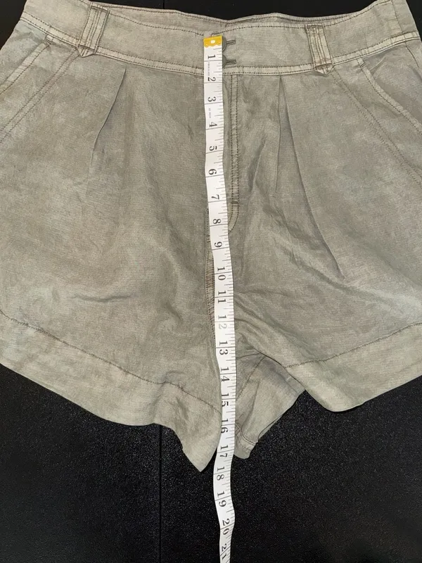 Free People Pleated High Rise Lyocell Blend Shorts Olive Green Size 14 - Image 5