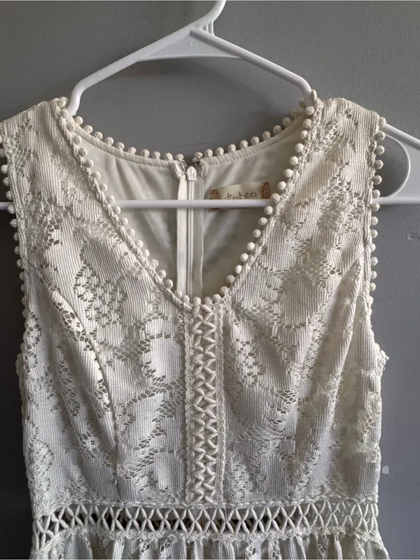 Altar'd‎ State Ivory Lace Fit & Flare Dress Boho Crochet Trim Size S - Image 4