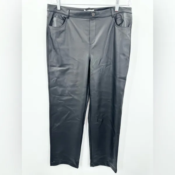 Marcella Women's Julien Black Vegan Leather‎ Wide Leg Pants Size XL NEW - Image 2