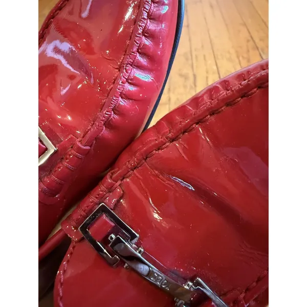 Tod's Womens Red Patent Leather Gommino Driving Loafer Sz 8 - Image 6