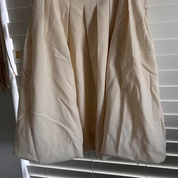 Commense Ivory Pleated Bubble Mini Dress NWT Quiet Luxury Coquette Linen XL - Image 4