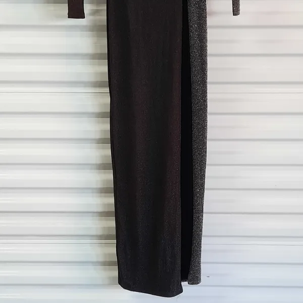 Naked Wardrobe Dress Womens XS Black Silver Metallic Formal Evening Gown Wedding - Image 8