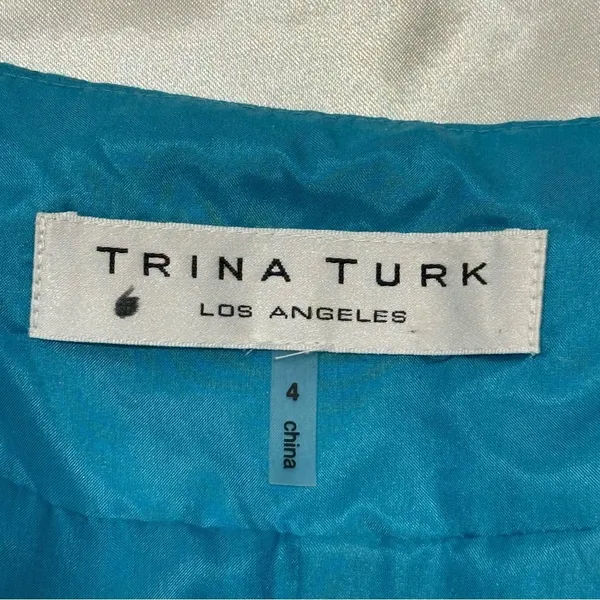 Vintage Trina Turk Y2K Ruffle Tiered Mini Dress 4 Blue Party Mermaid Whimsy Chic - Image 6