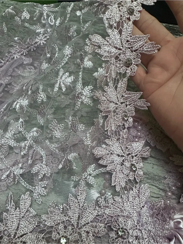 Embroidered Sheer Lace Robe in Light Lavender - Elegant Layering M - Image 7