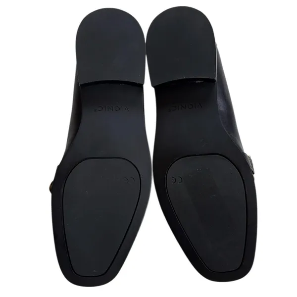Like New Vionic Leather Mizelle Chain Link Loafers Black Size 6 Retail $139.95 - Image 7