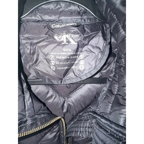 Calvin Klein Womens Black Chevron Quilted Premium Down‎ Puffer Vest PFJOSM7011 S - Image 2