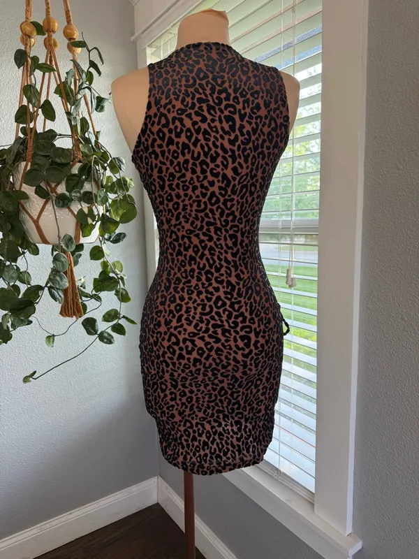 Naked Wardrobe Animal Print Cut Out Lace Up Mini Dress Size Small - Image 5