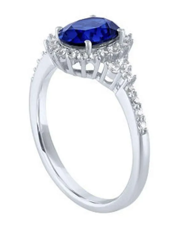 Lab created blue sapphire sterling silver ring - Image 2