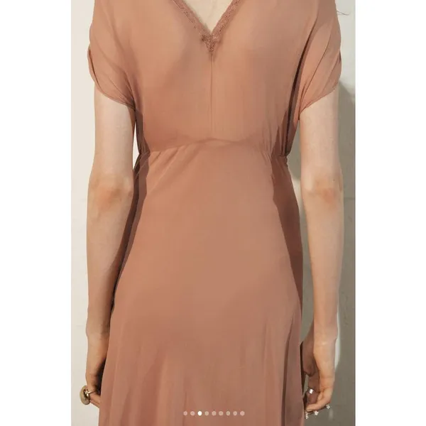 ZARA 2025‎ Collection | NEW Tan Lace Slip Midi Dress Medium Dainty Coquette Fem - Image 5