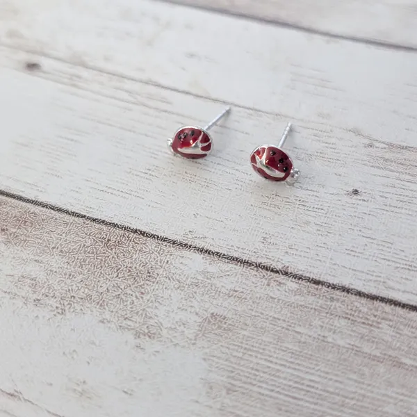 Vintage Stud Earrings Small & Dainty Ladybird/Ladybug - Image 7