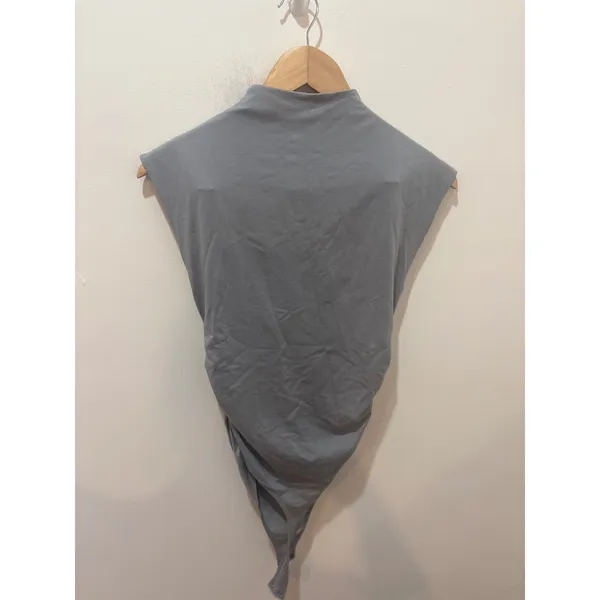 Abercrombie & Fitch Gray Modal Blend Mock Neck‎ Padded Shoulder Bodysuit Medium - Image 3