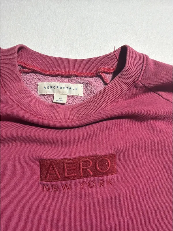 Aeropostale AERO New York Burgundy Crewneck Sweatshirt XS - Image 4
