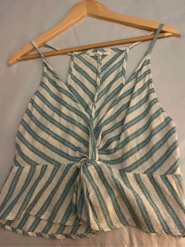O’Neill Striped Twist-Front V-Neck Top sz L - Image 3