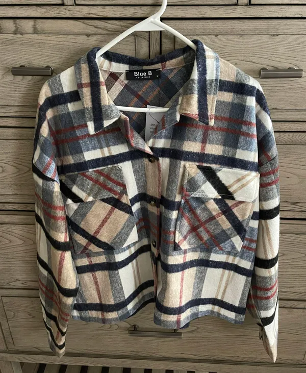 These Three Boutique Blue B Plaid Shacket - Image 3
