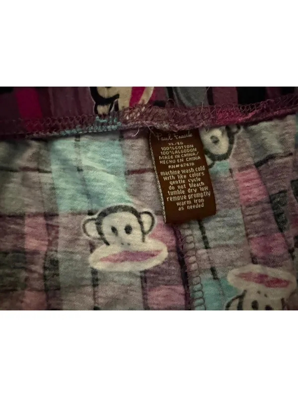 Y2K Paul Frank Julius Monkey Plaid Fleece Pajama Shorts XL - Image 2