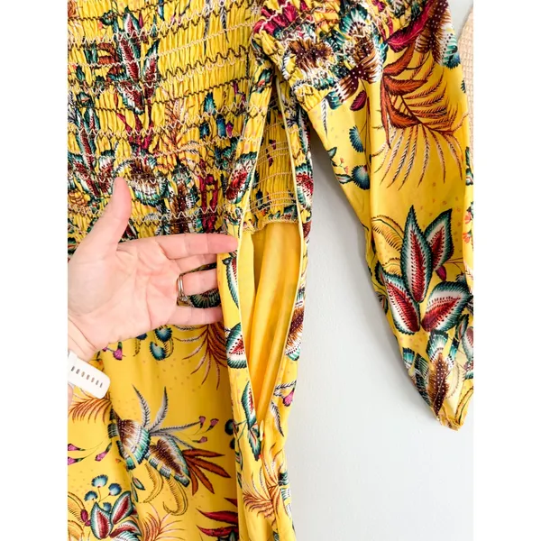 FARM Rio x Anthropologie | Bria Off Shoulder Smocked Dress Tropical Yellow | M - Image 11