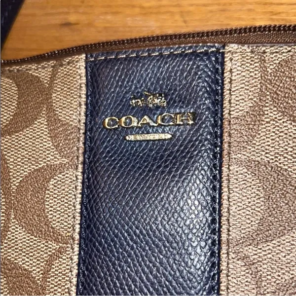Coach Tan and Black Wristlet with Gold Accents - Image 4