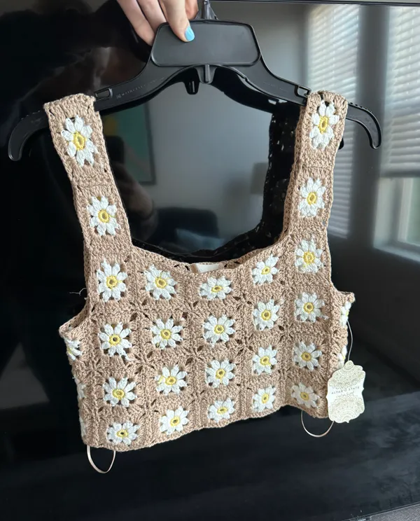 Altar'd State TAN COLORED Knit Sunflower Top - Image 6