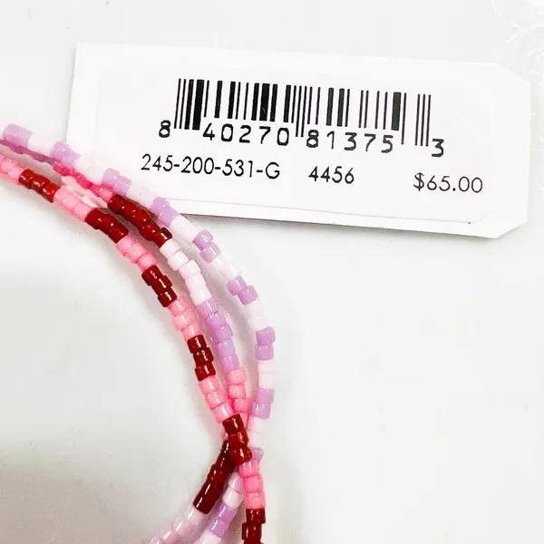 GORJANA Gigi Striped Malibu Glass Beaded Bracelets Set of 3 Pink Purple Boho - Image 4