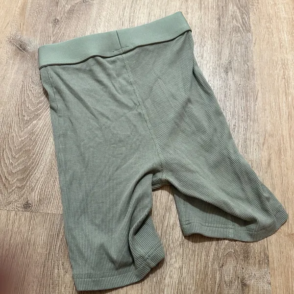 Comfrt | Sage Green Ribbed High Waisted Knit Boxer Briefs Lounge‎ Shorts, XXS - Image 2
