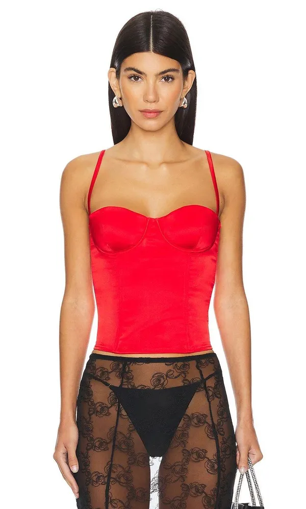 Aritzia Ten Dazzle Satin Bustier Red Size 2 - Image 4