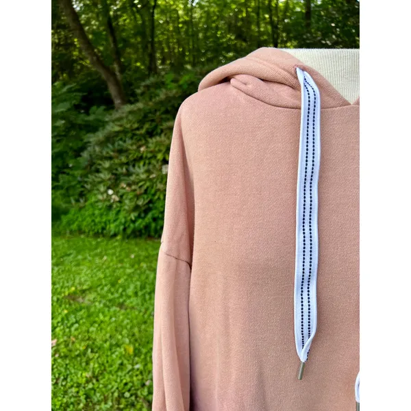 Women's M Oversized Aerie Hoodie Tunic Sweatshirt Peach Pink - Image 2
