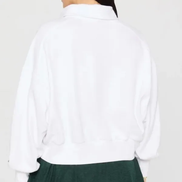Fabletics White Year Round Terry Front Snap Sweatshirt - Image 7