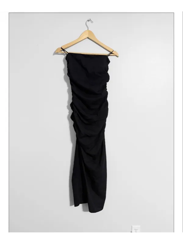 Zara New! Ruched Strapless Midi Dress - Image 3