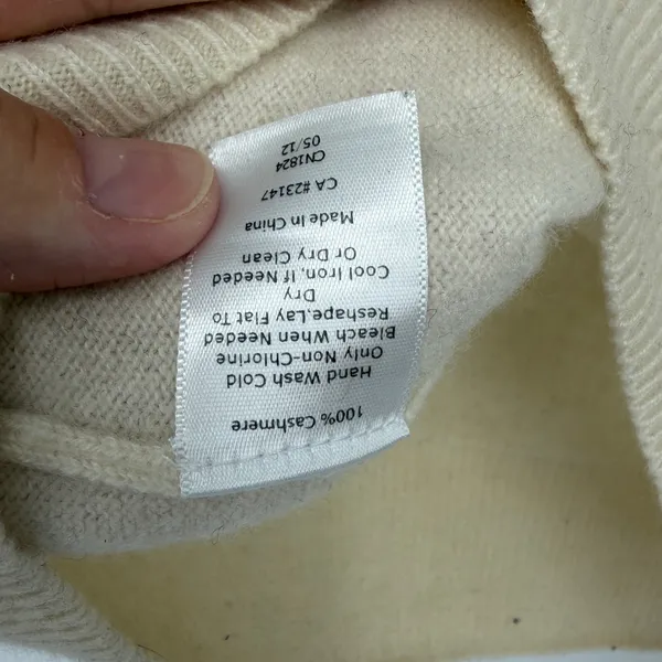 Talbots Pure‎ Cashmere Sweater Cream Ivory Crew Neck 3/4 Sleeve Womens Medium - Image 4
