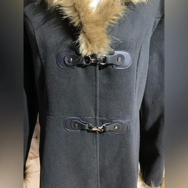 Black Faux Fur Trimmed Jacket - Image 3