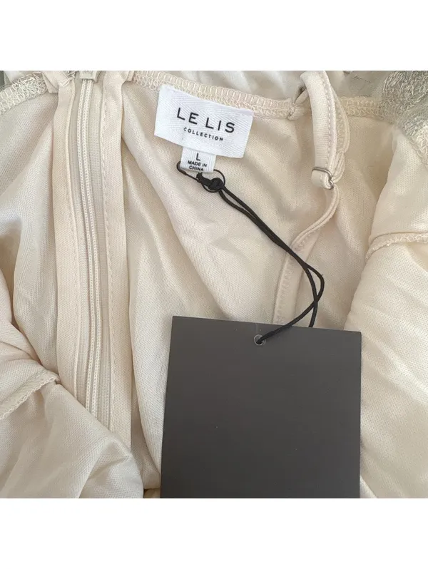 Le Lis Collection Womens Large Cream Mesh Butterfly Embroidered Bodysuit NWT - Image 3