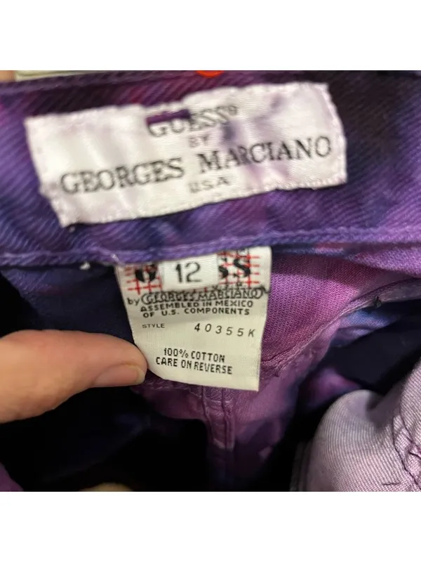 90s • Vintage Guess Jean shorts • custom tie dyed • psychedelic • festival party - Image 4