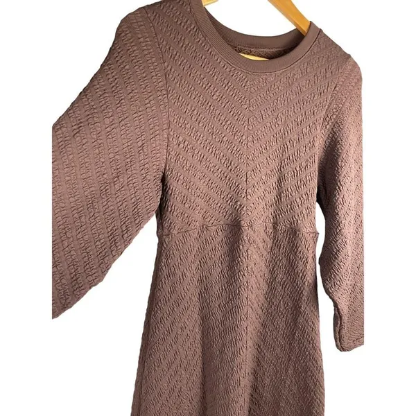 Free People Gabby Boho Textured Seamless Midi Dress in Coconut Shell Size Medium - Image 10