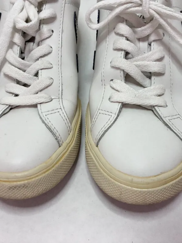 Veja Esplar Leather Low Sneaker White Black Logo - 37 (US 6) - Image 4