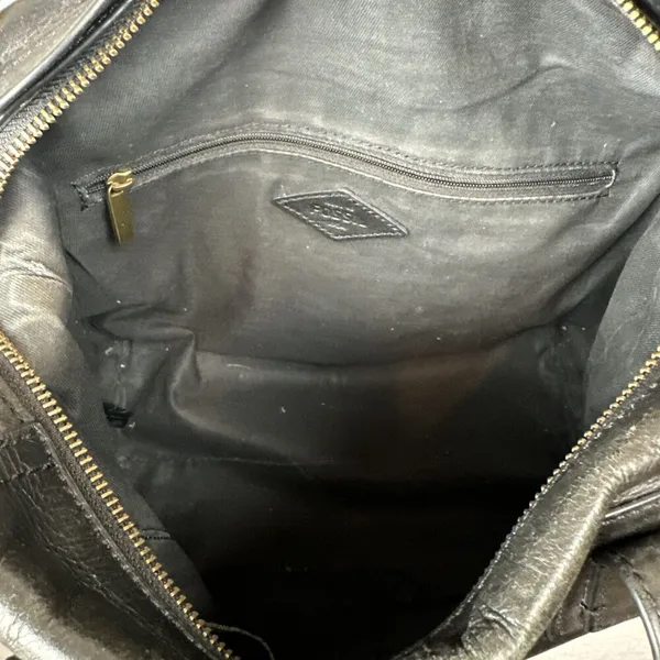 Fossil Emma Satchel Crossbody Leather Purse Handbag Two Tone Black Charcoal Gray - Image 9