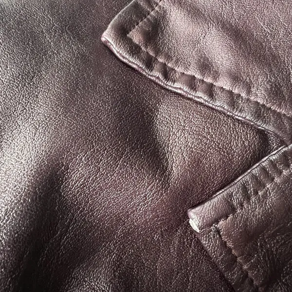 Bagatelle Jacket Womens Small Burgundy Garment Dyed Faux Leather Notch Collar - Image 12